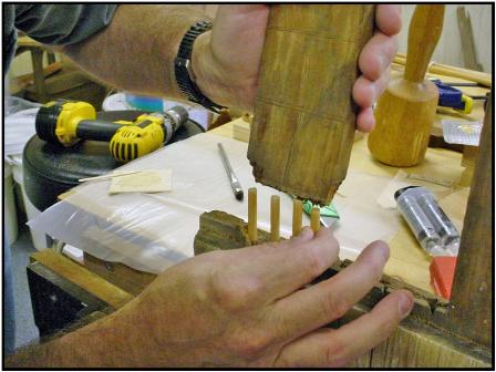 Reattaching tenon with dowel rods
